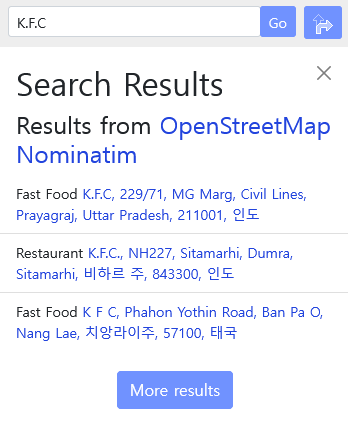 Search results for 'K.F.C' in OSM